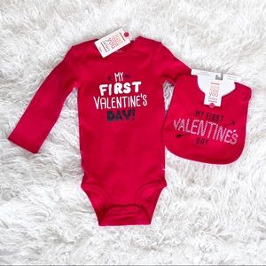NEW Carters “My First Valentines Day” Onesie and Bib